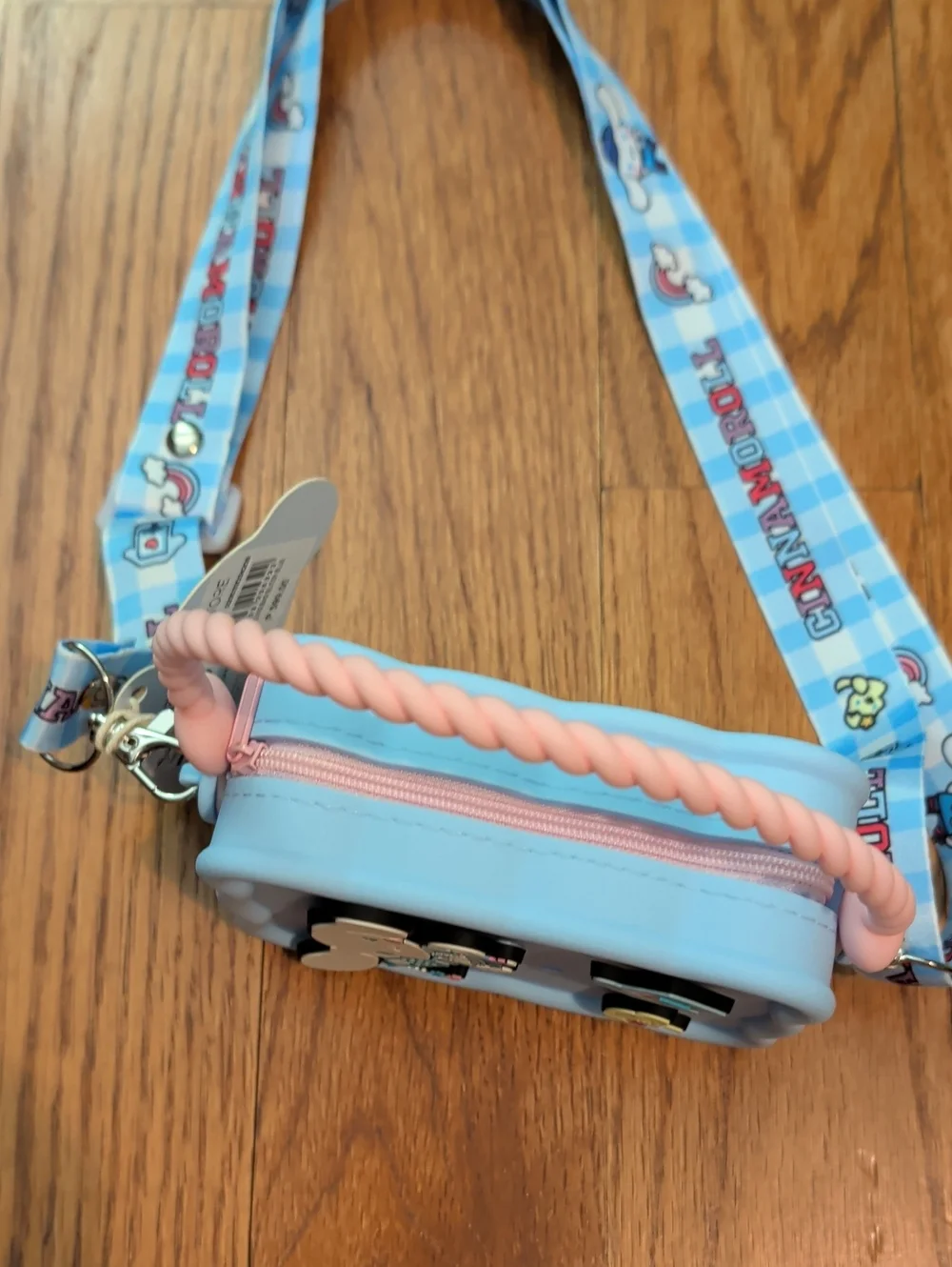Blue Silicone Cinnamoroll Kids Crossbody Bag with Pink Handle